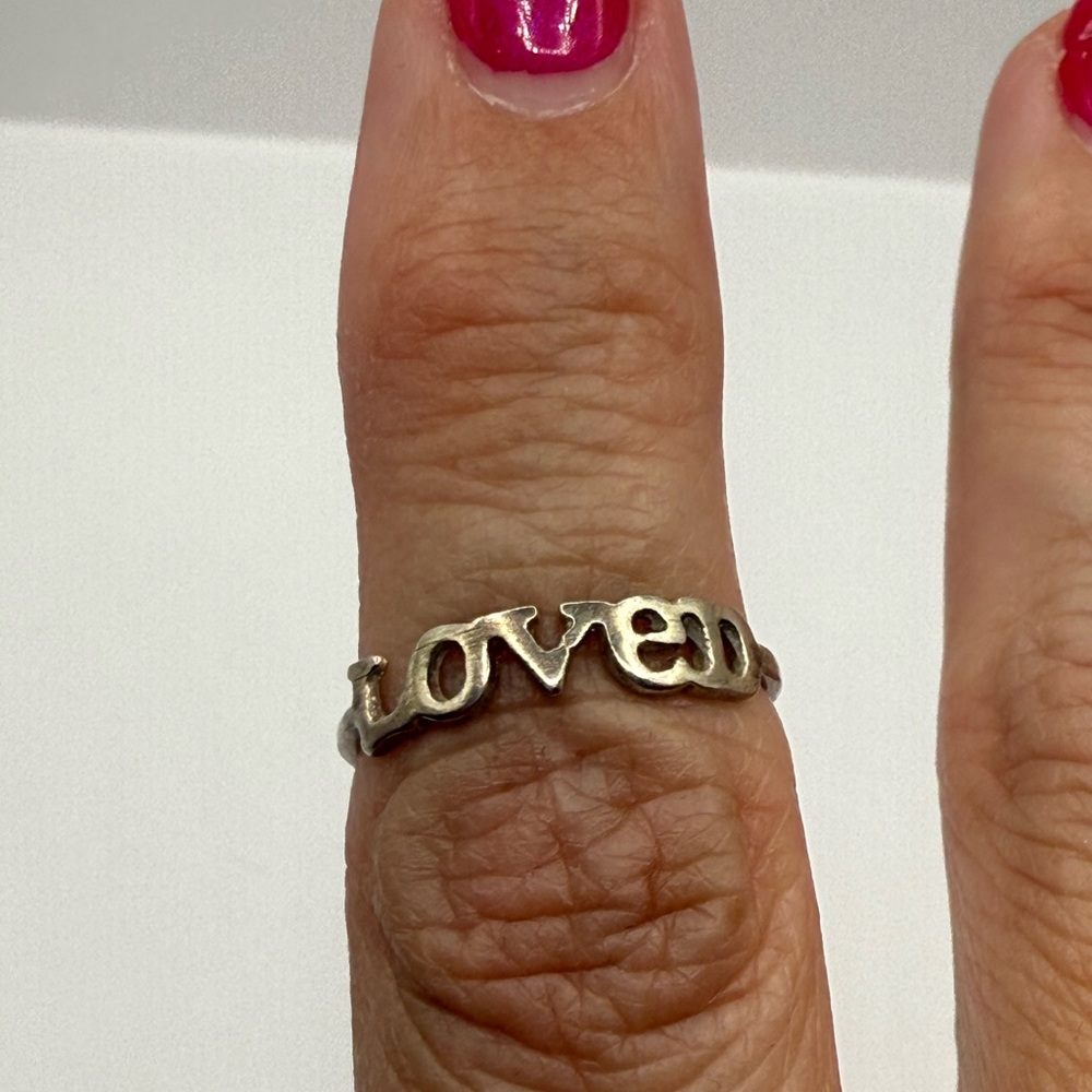 Dogeared Silver Love Script Ring - Picture 2 of 5